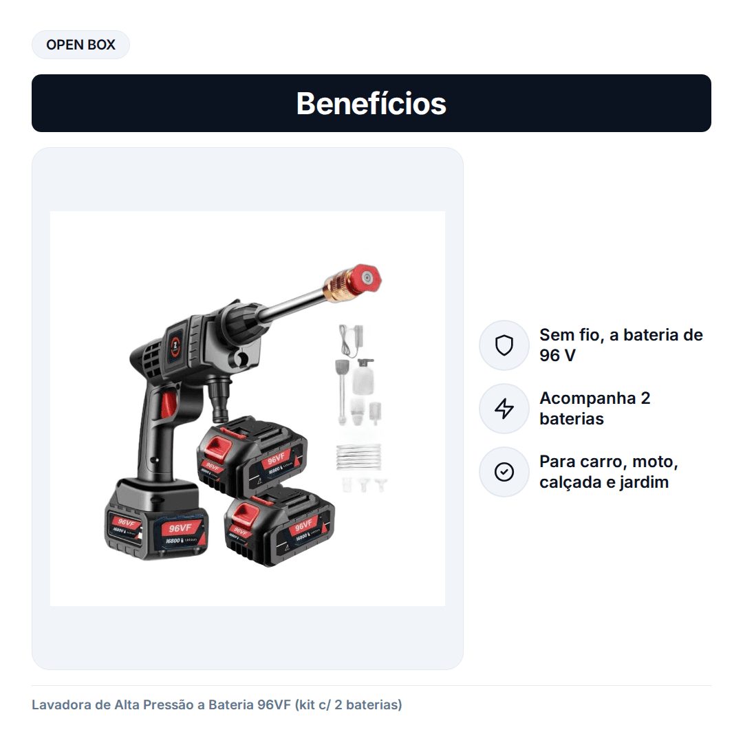 Lavadora de Alta Pressão a Bateria 96VF (kit c/ 2 baterias) — foto 3