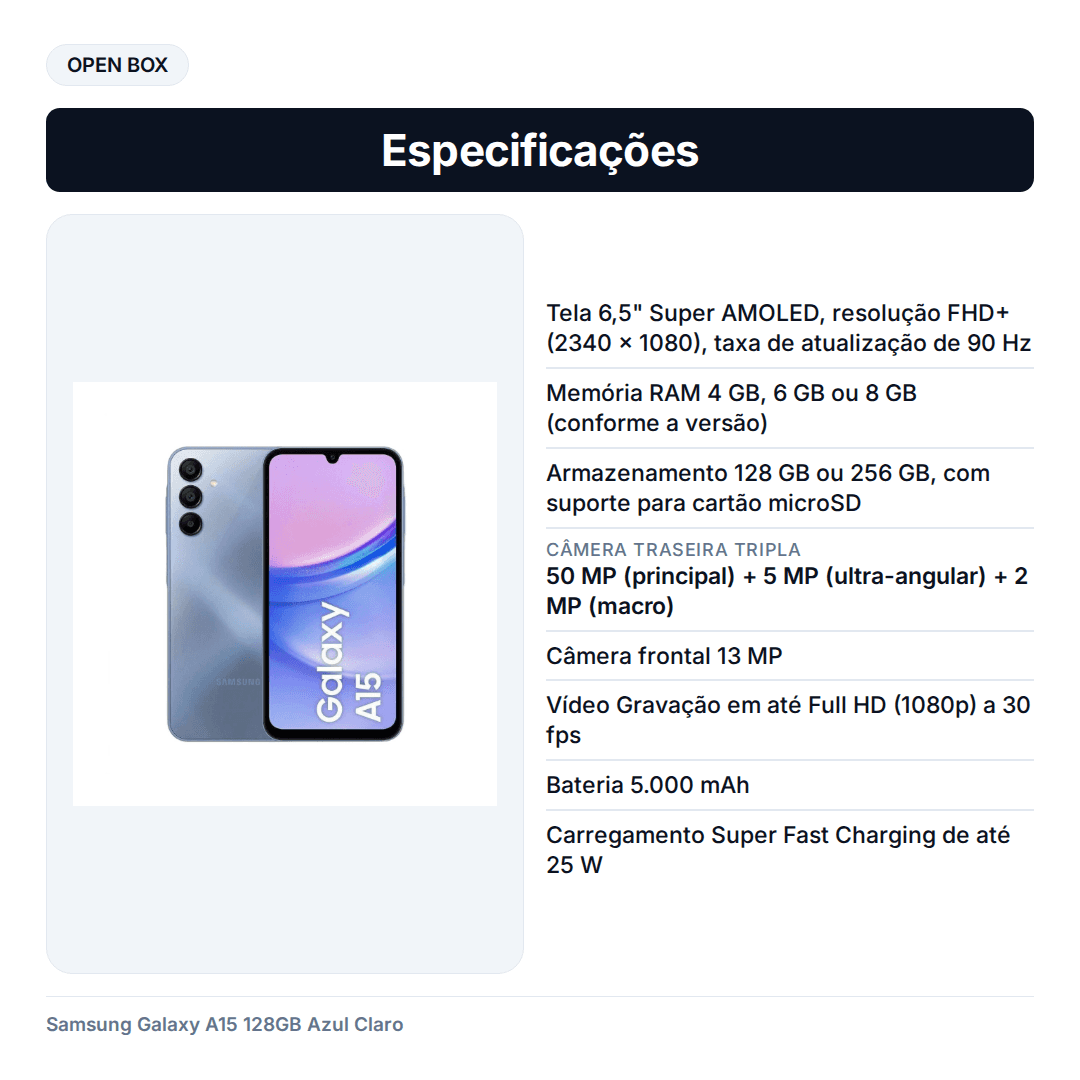 Samsung Galaxy A15 128GB Azul Claro — foto 2