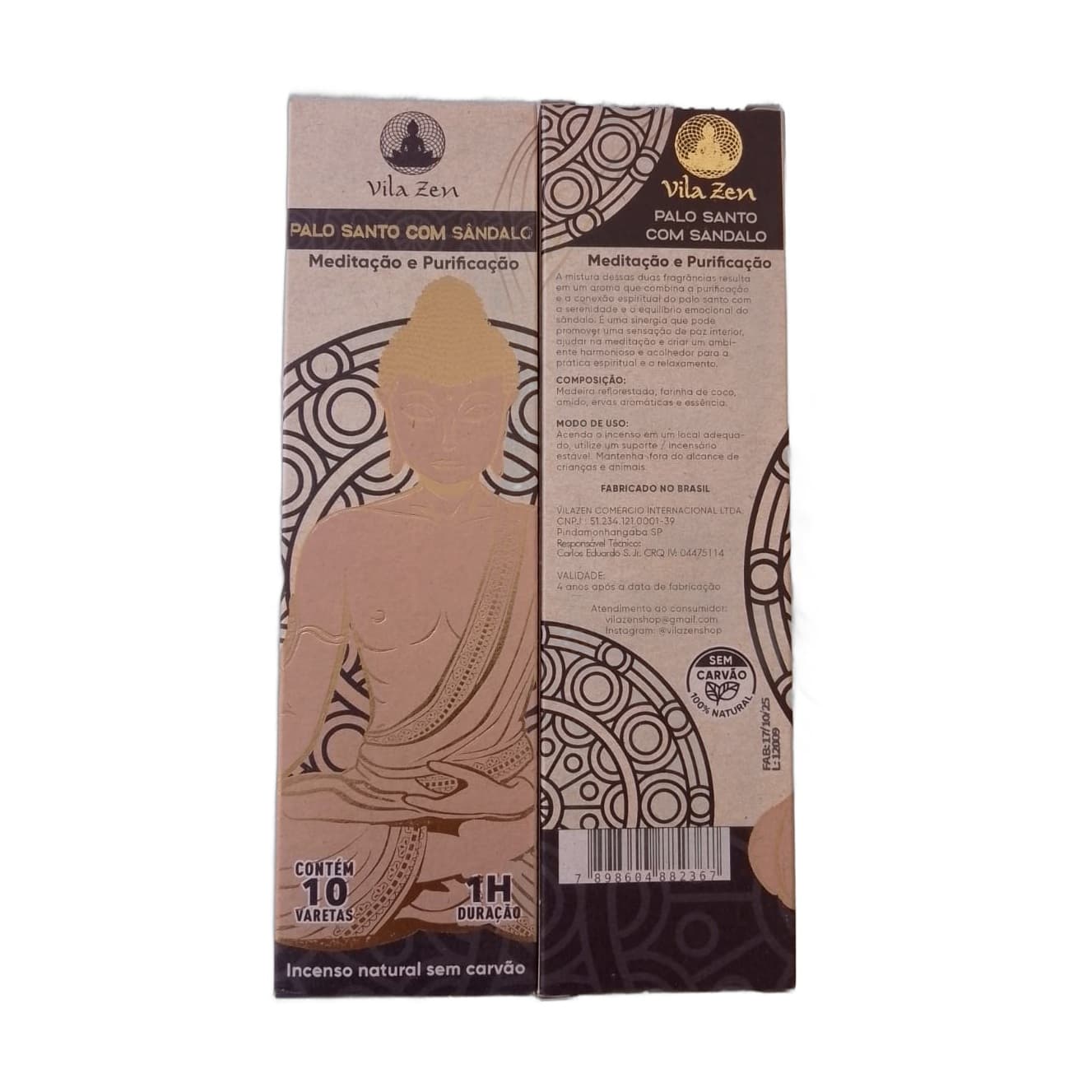 Incenso Natural Vila Zen Palo Santo com Sândalo 10 Varetas