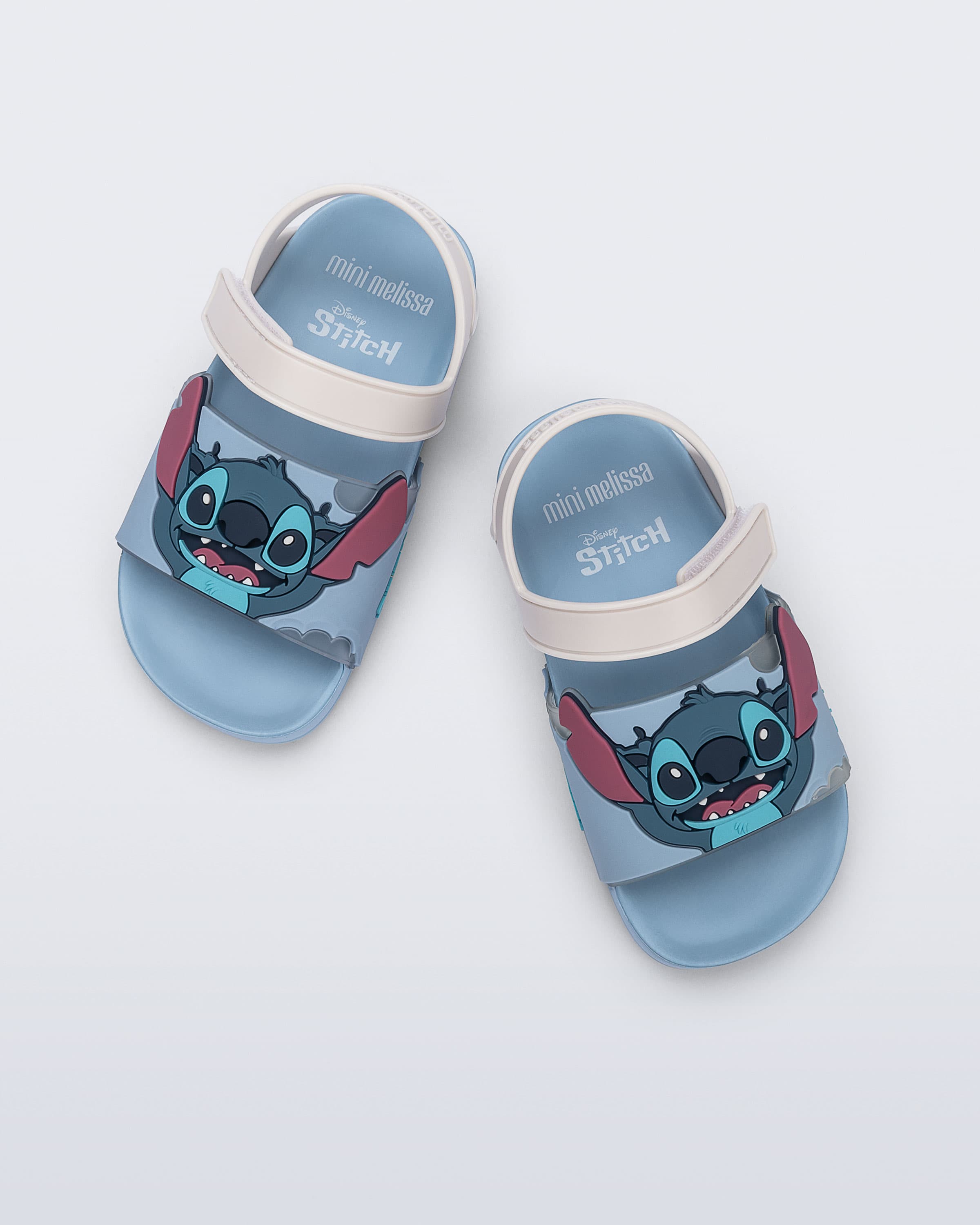 Sandália Mini Melissa Flowing Sandal + Stitch Infantil Azul/Branco