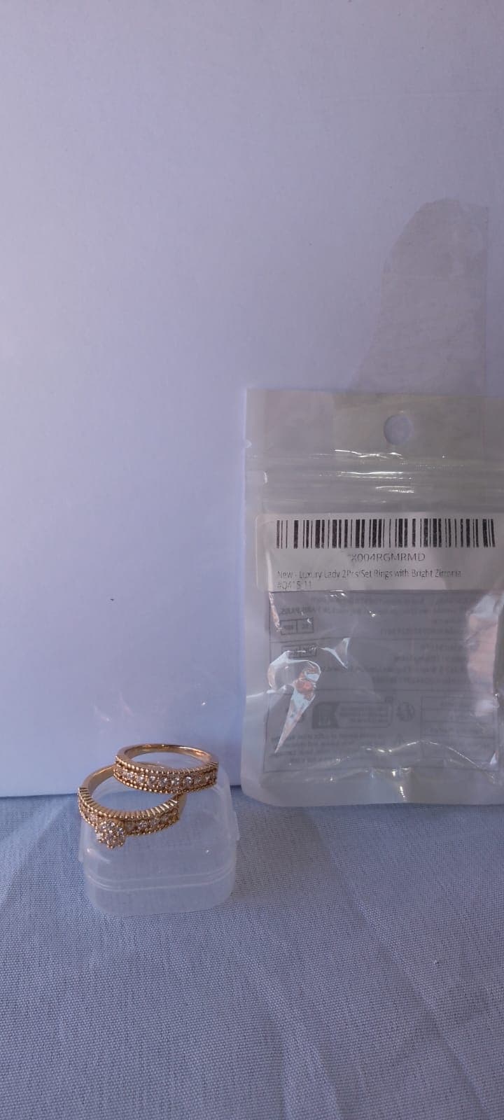 Anel duplo dourado com zircônias solitário e aparador tam 11