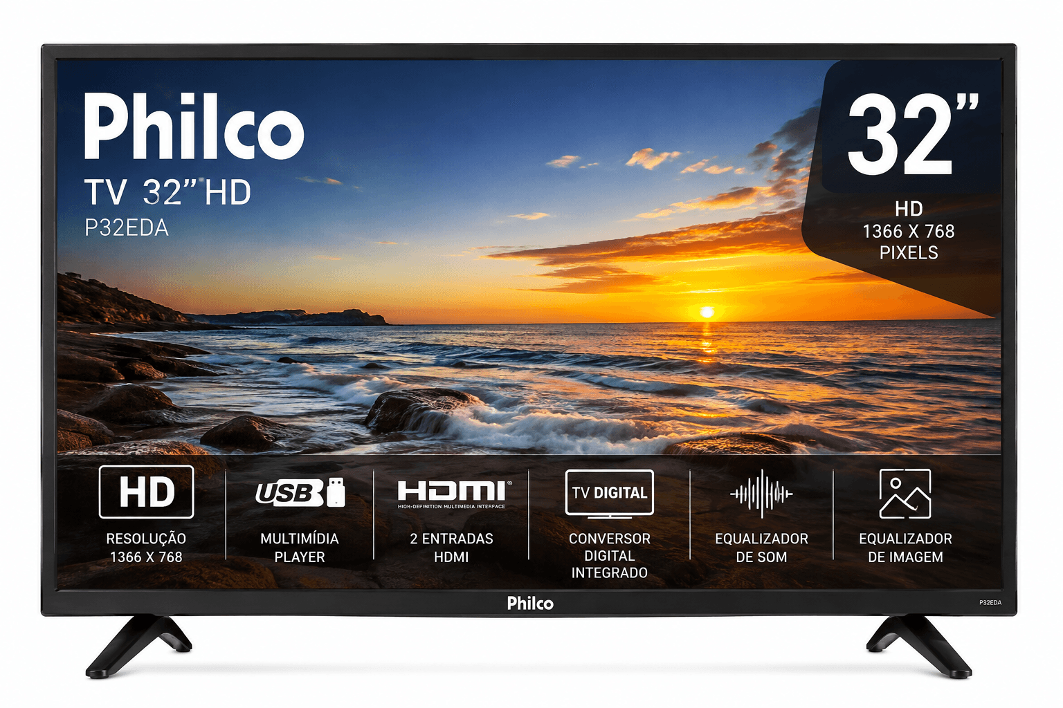 TV Philco 32" HD LED com Conversor Digital Integrado