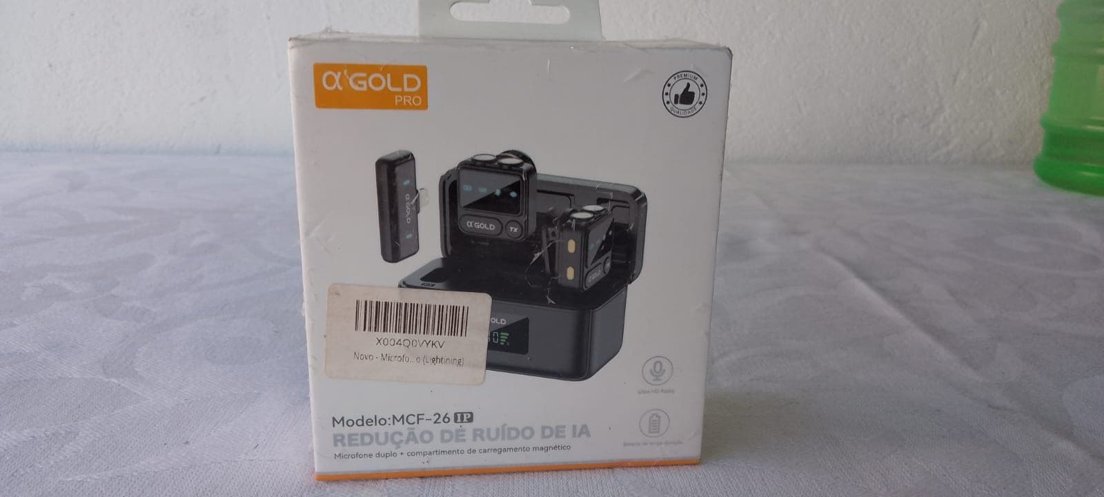 Microfone de Lapela Duplo Sem Fio Gold Pro MCF-26 IP Lightning