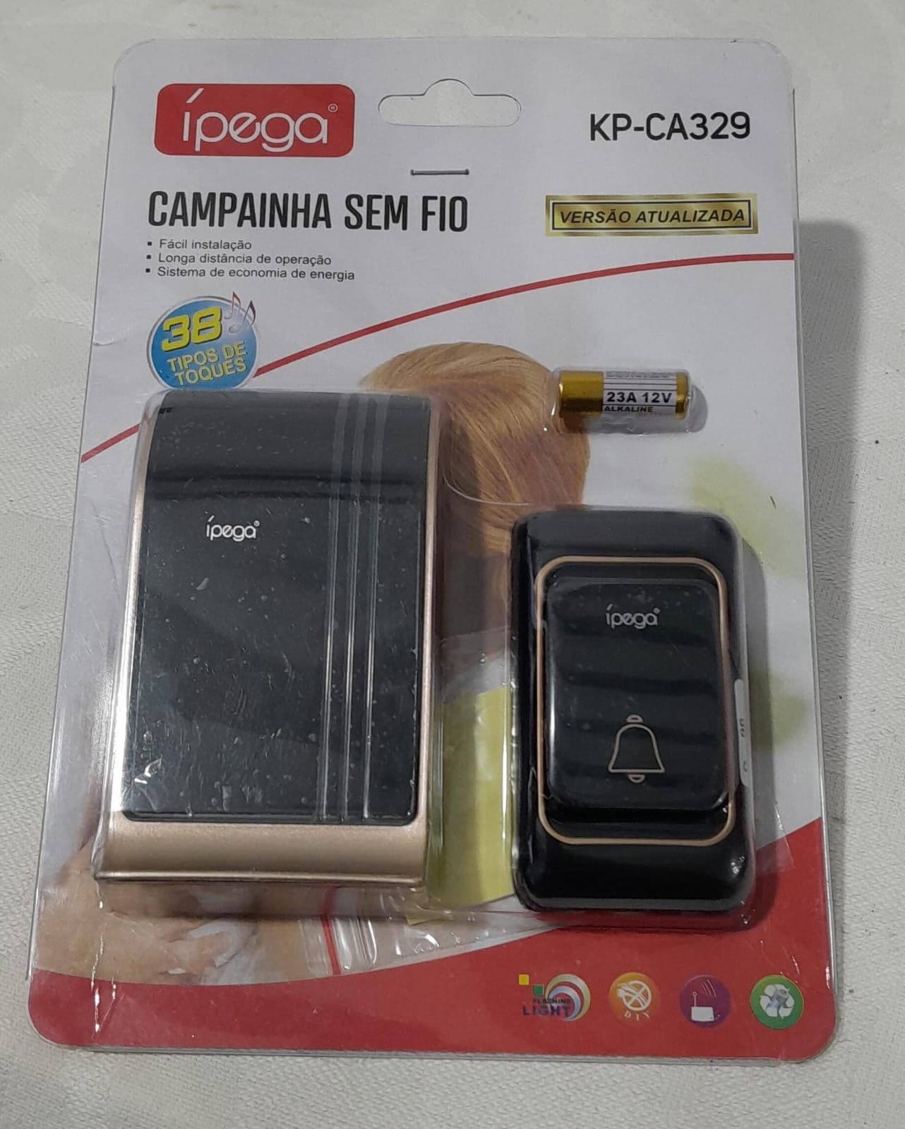 Campainha Sem Fio Ipega KP-CA329 38 Toques com Botão