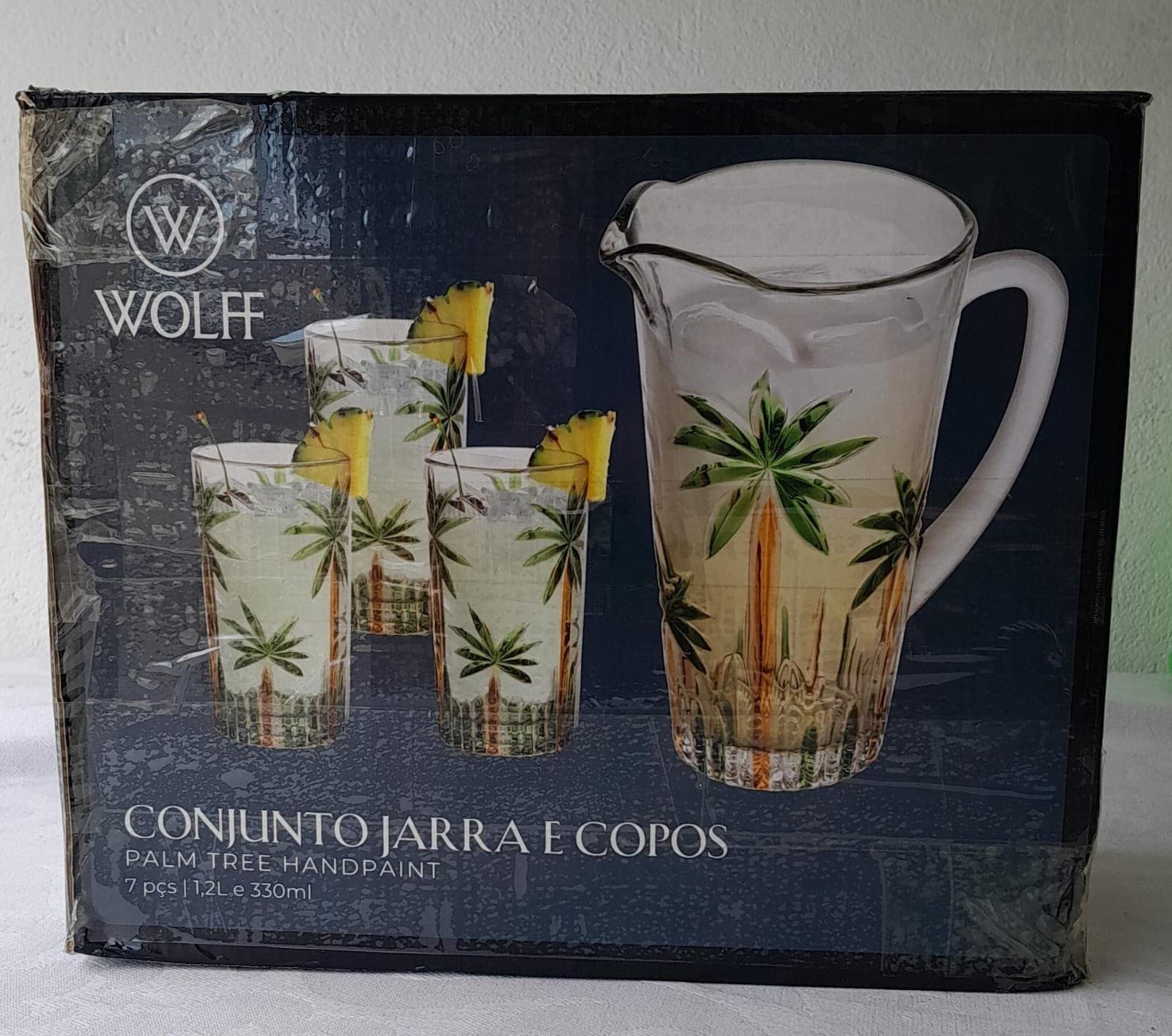 Wolff Conjunto Jarra e 6 Copos Cristal Palm Tree 7 Peças