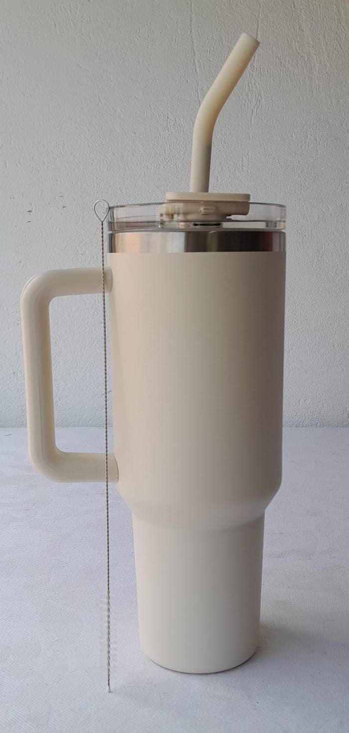 Copo Térmico 1,2L com Alça e Canudo Off-White
