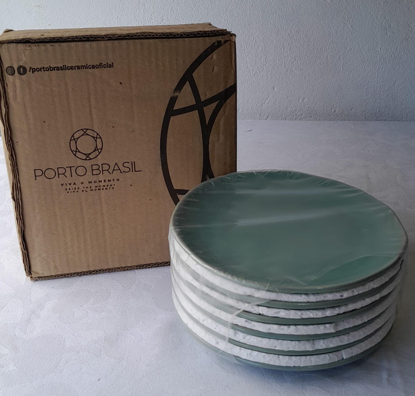 Porto Brasil Jogo de 6 Pratos Rasos Verde Cerâmica