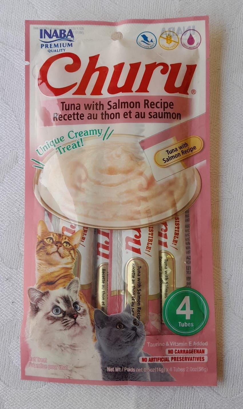 Churu Inaba Petisco Cremoso Atum e Salmão Gatos 4 Tubos