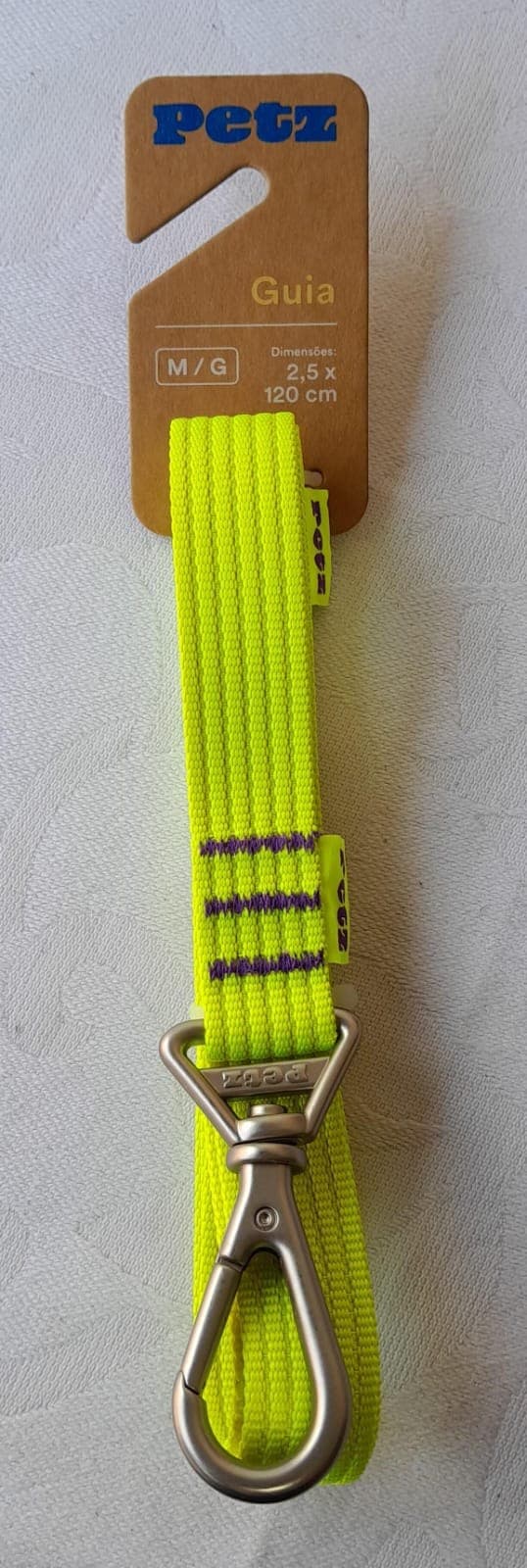 Guia Petz para Cães Tamanho M/G 2,5x120cm Amarelo Neon