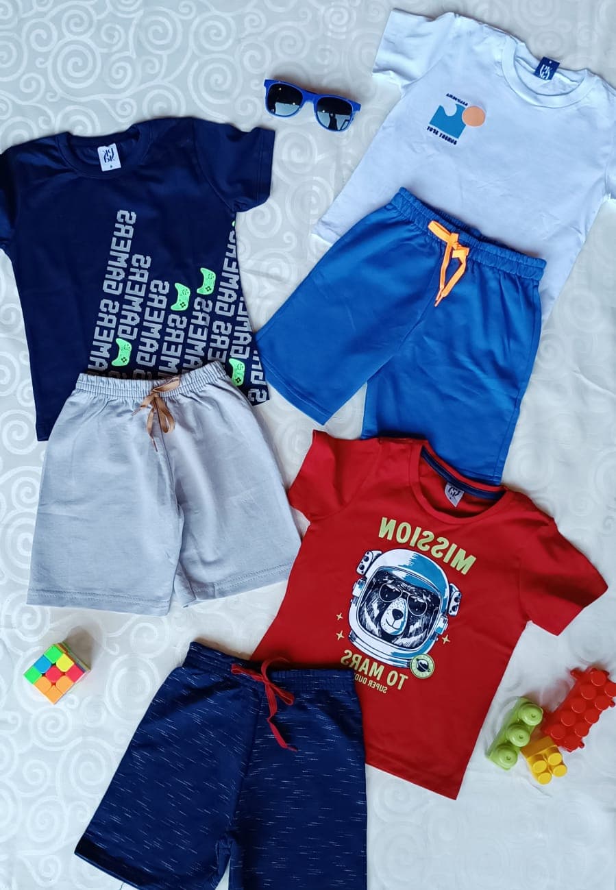 Kit 3 Conjuntos Infantil Menino Gamers Praia e Mission - TAM 4