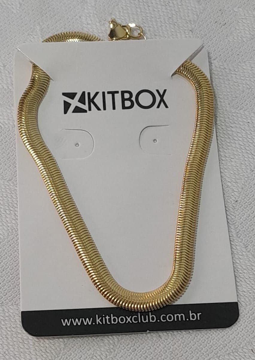 Colar Kitbox Malha Lisa Dourado Feminino
