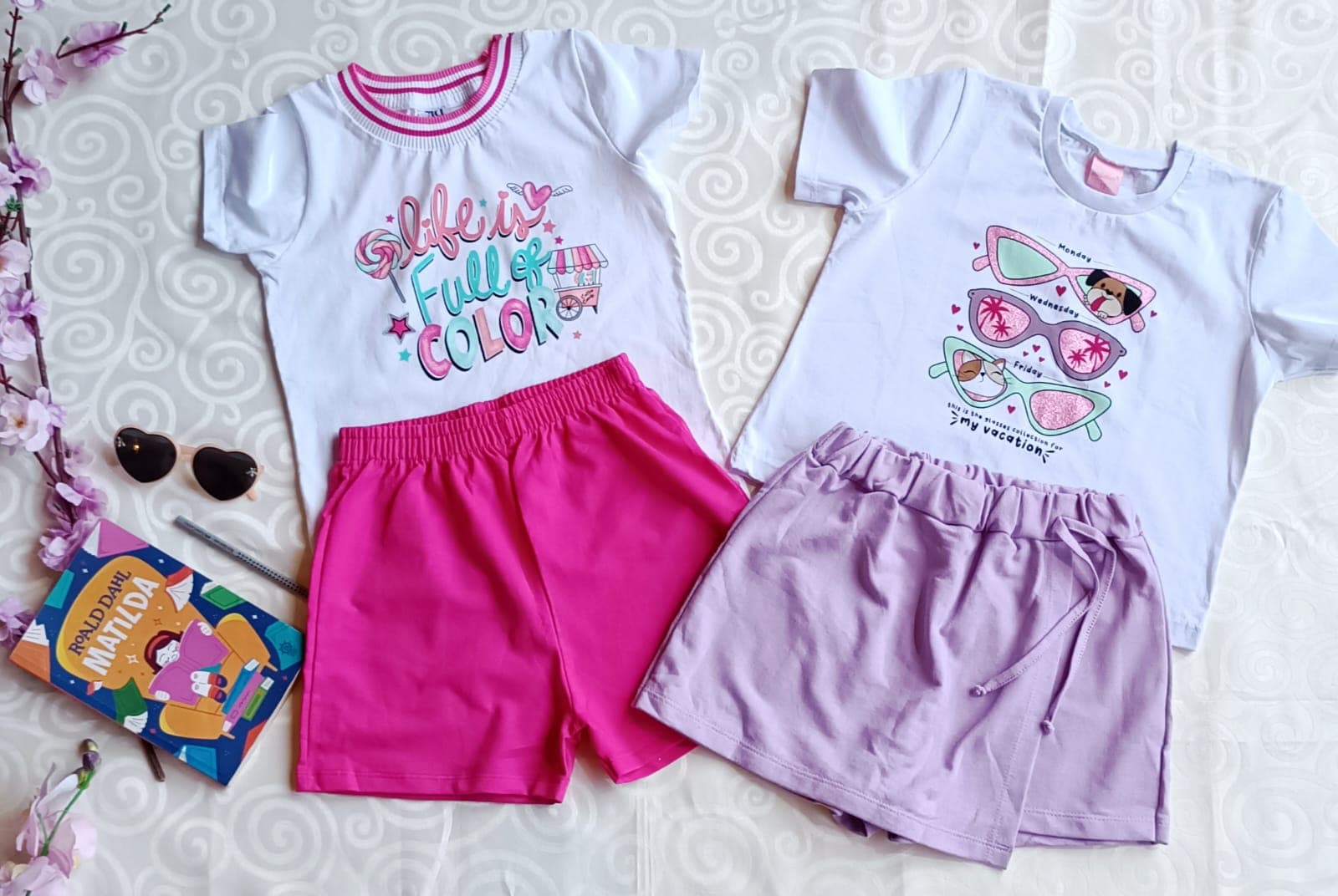Kit 2 Conjuntos Infantil Menina Full of Color e Oculos - TAM 12