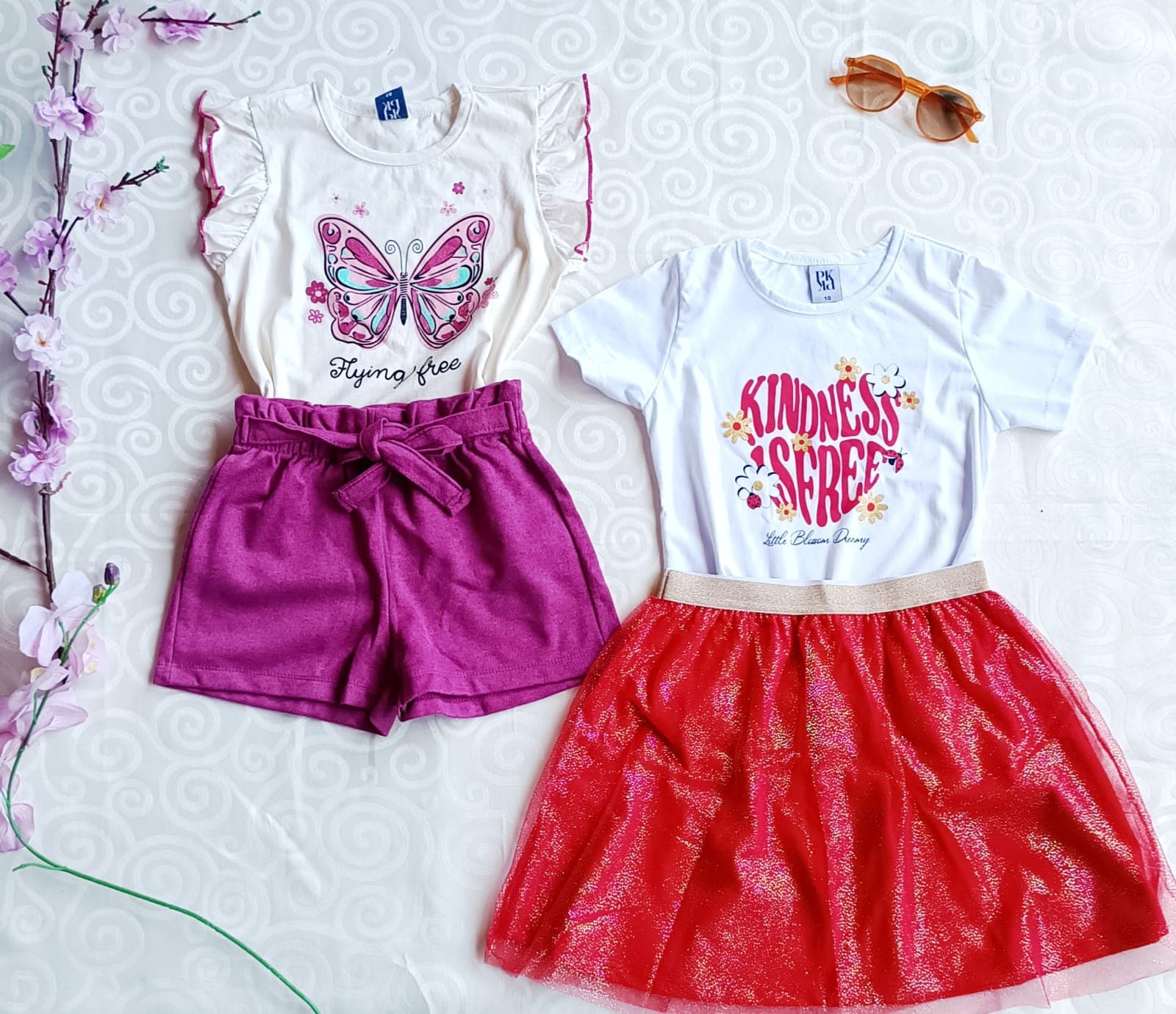 Kit 2 Conjuntos Infantil Menina Flying Free e Kindness - TAM 10