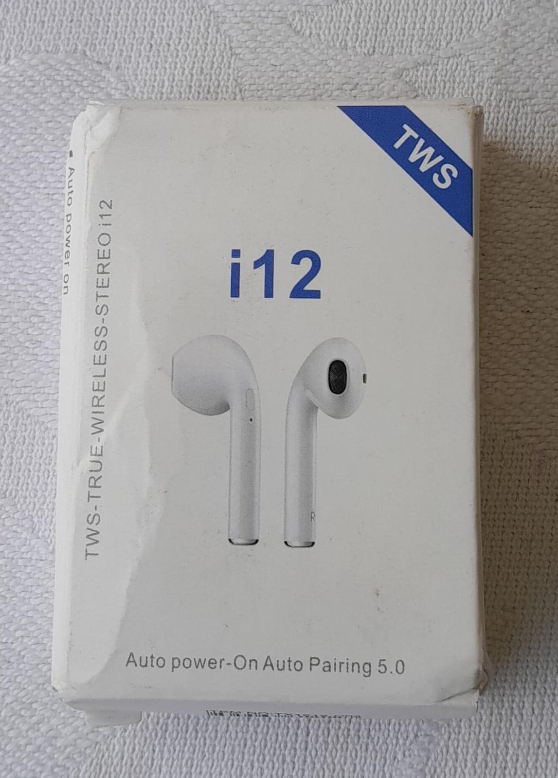 Fone de Ouvido Bluetooth i12 TWS 5.0 Branco com Estojo