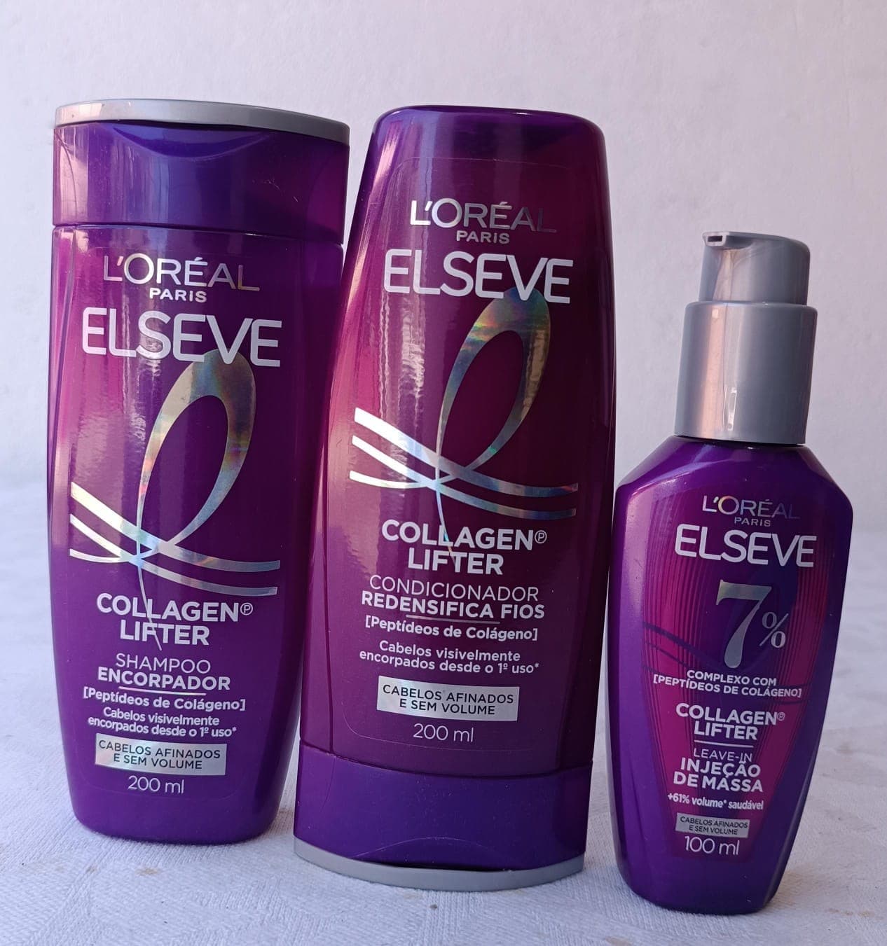 Kit LOréal Elseve Collagen Lifter Shampoo Condicionador e Óleo de Injeção de Massa