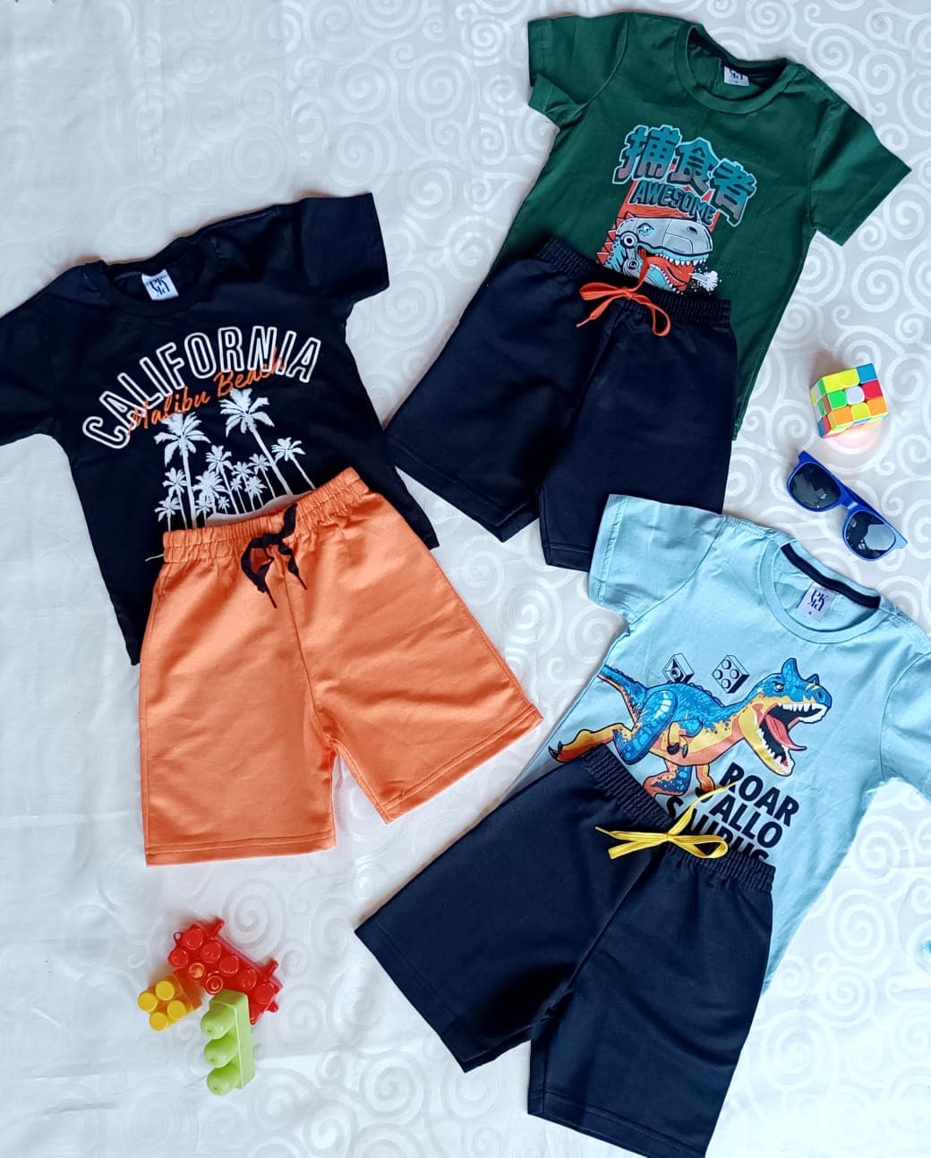 Kit 3 Conjuntos Infantil Menino California Aventura e Dino Roar - TAM 4