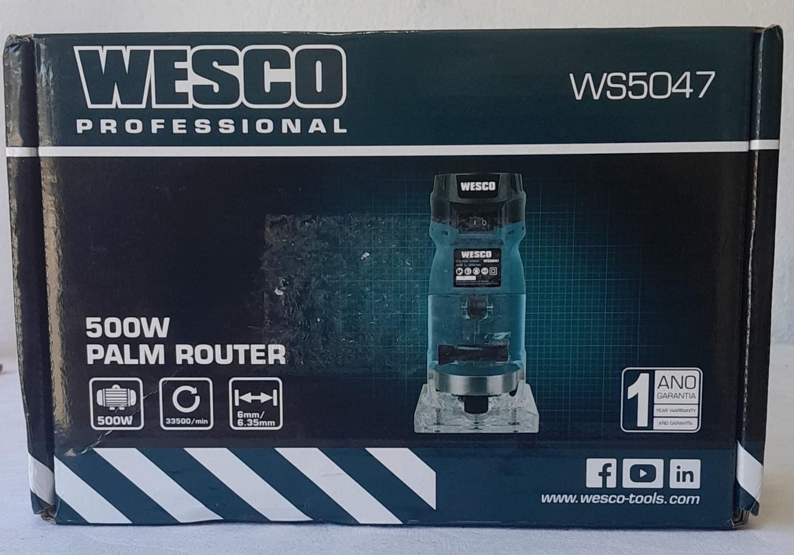 Tupia Manual Wesco WS5047 500W com Pinças 6mm e 8mm