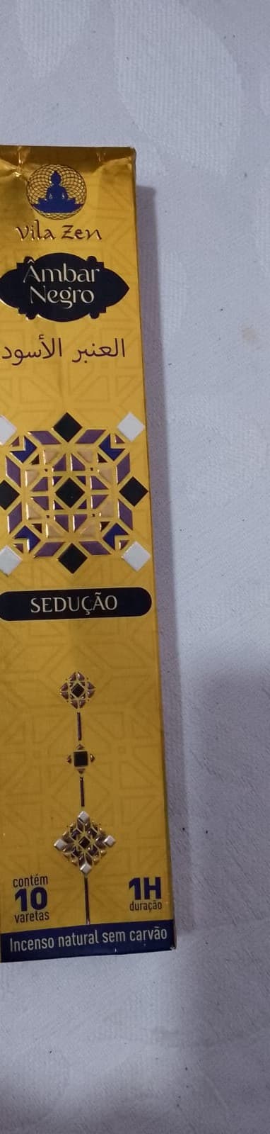 Incenso Natural Vila Zen Âmbar Negro Sedução 10 Varetas