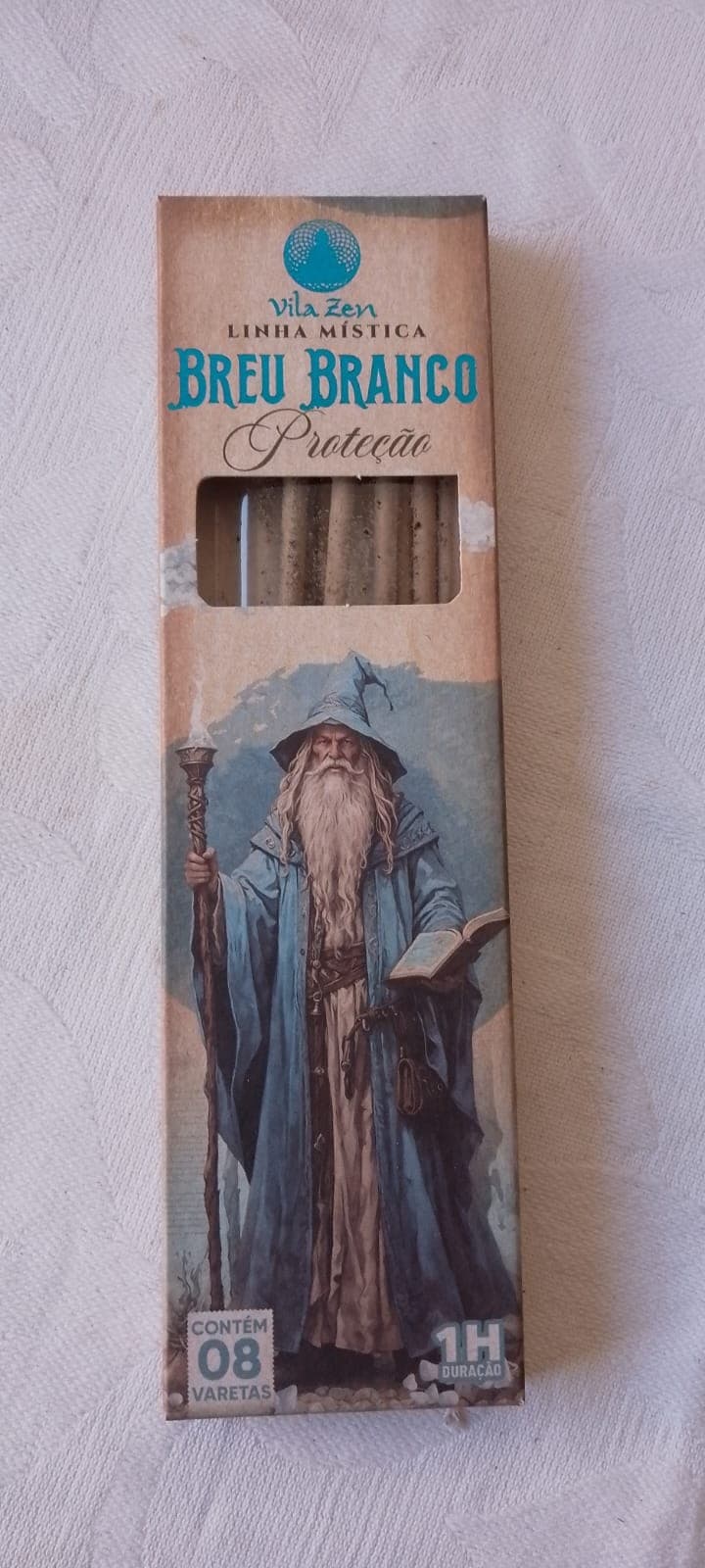 Incenso Natural Vila Zen Breu Branco Proteção 8 Varetas