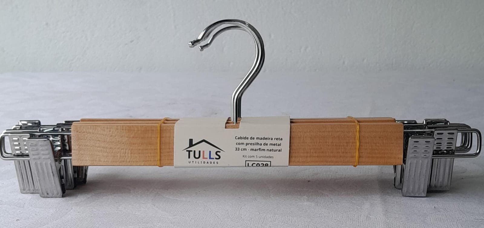 Cabide Tulls de Madeira com Prendedores de Metal 32cm