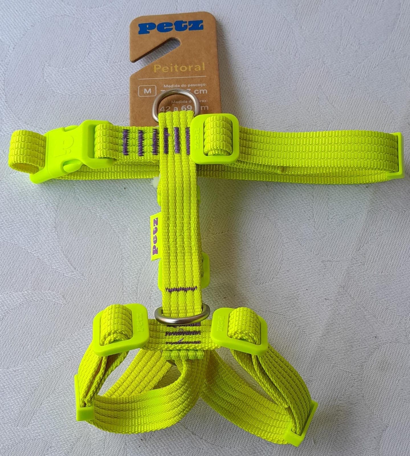 Peitoral Petz para Cães Tamanho M Amarelo Neon